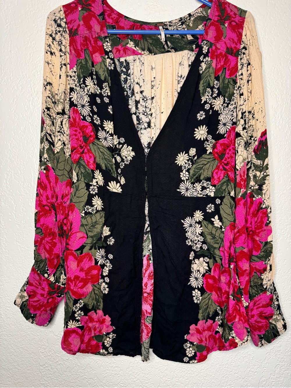 Free People Floral Women's Top in Black and Fuchsia